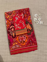 Orange , Red & yellow Combo Pure Patan Patola Saree With Allover Creeper Design
