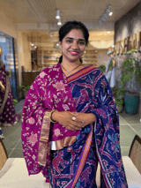 Blue and Majenta Combo Patan Patola Six figure Saree SS50354