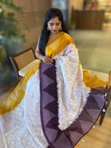 Organza Chikankari Embroidery Saree With Ganga Jamuna Bandhini Temple Borders SS50323