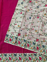 Pink Kanchi Soft Silk Saree With Petite Point Embroidered Border Pallu & Blouse SS50143