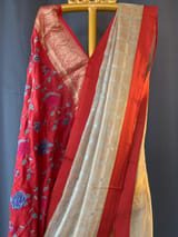 Designer Pure Handloom Gold tissue saree with kanchi petite point work blouse SS50416