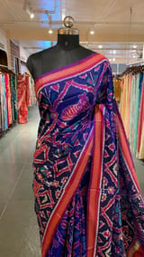 Blue and Majenta Combo Patan Patola Six figure Saree SS50354