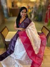 Organza Chikankari Embroidery Saree With Ganga Jamuna Bandhini Temple Borders SS50323