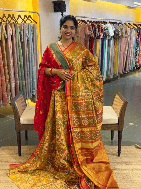 Twill Weave Patan Patola Tissue Saree