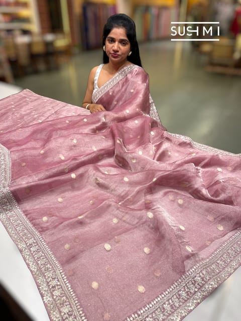 Mauve Banarasi Tissue Saree