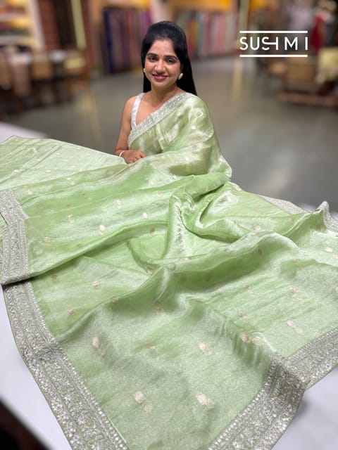 Apple Green Banarasi Tissue