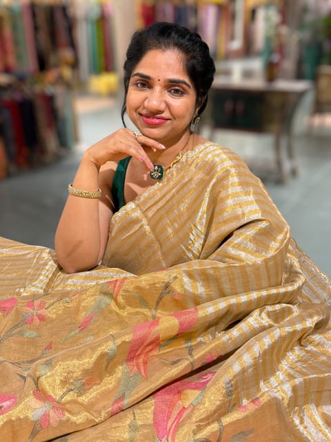Chanderi Tissue Saree with Stripes