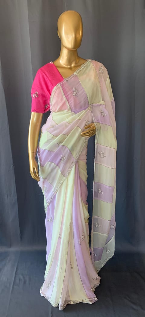 Multi Colour Georgette Saree with Handwork