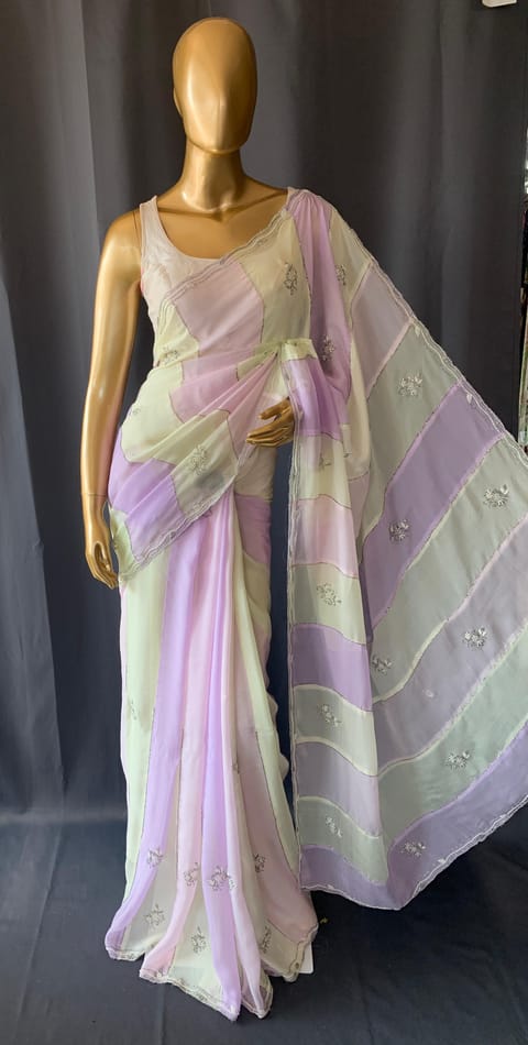 Multi Colour Georgette Saree with Handwork