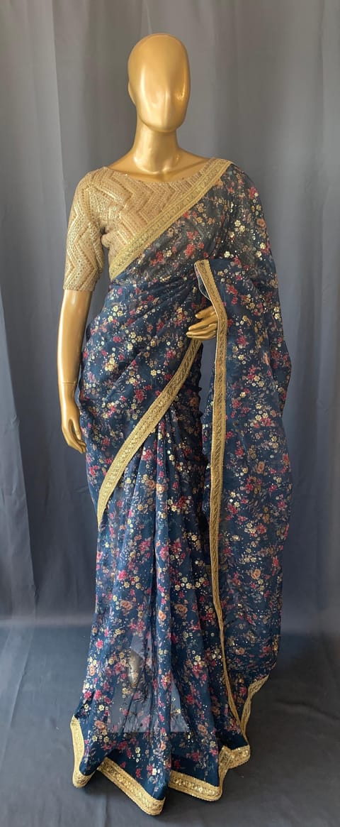 Organza Printed Saree with Statement Border