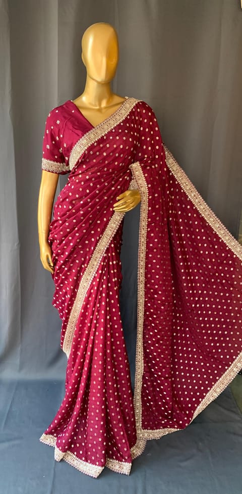 Georgette Saree with Small Polka Dots