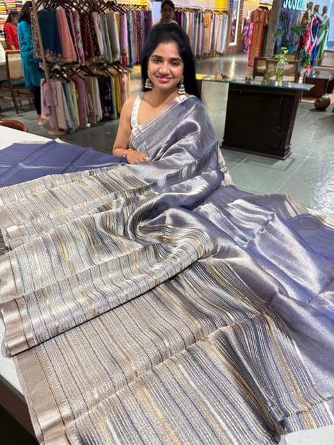 Blue Handloom Tissue Saree