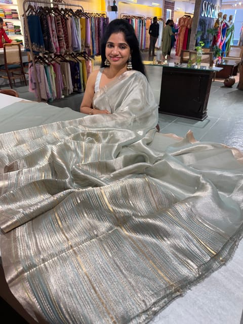Mint Blue Handloom Tissue Saree