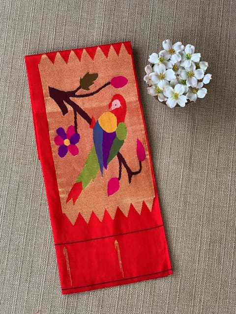 Pure Handloom Paithani Silk by Silk Tissue Blouse