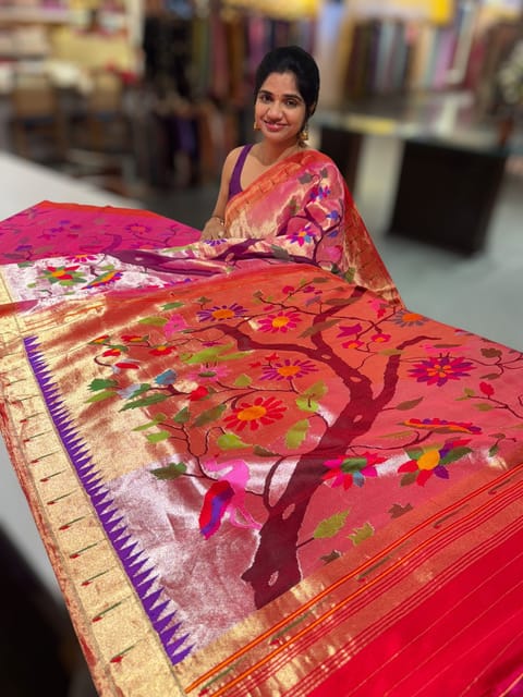 Pure Handloom Allover Tissue Paithani Saree