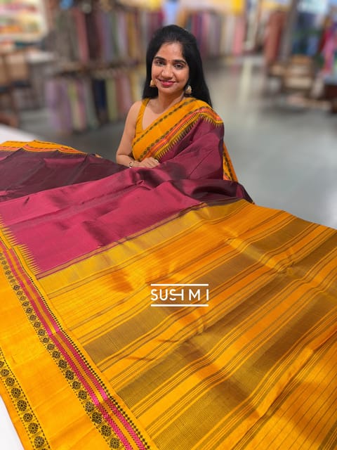 Maroon Vintage Kanjeevaram Saree with Zero Zari