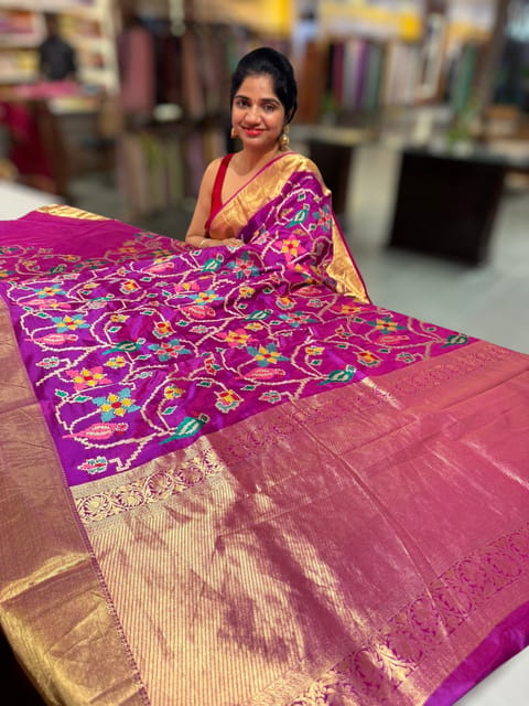 Magenta Kanjeevaram Soft Silk with Embroidery