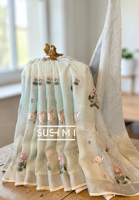 Ombre Dyed Pure Alrnin with Pichwai Embroidery
