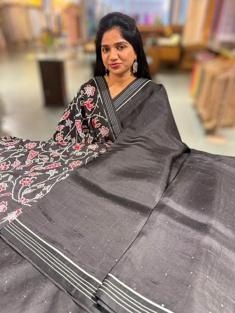 Black Organza Saree with Embroidered Blouse