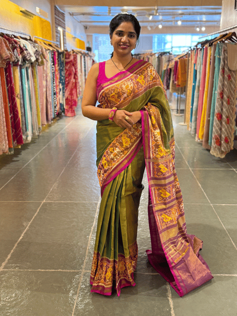 Parrot Green Colour Tissue Patan Patola Saree