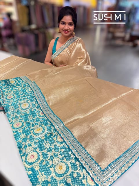 Antique Gold Tissue Saree with Banarasi and Statement Borders