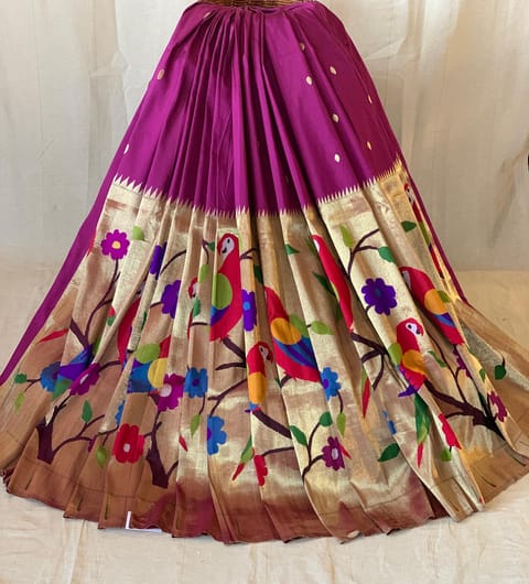 Wine Pure Paithani Lehenga