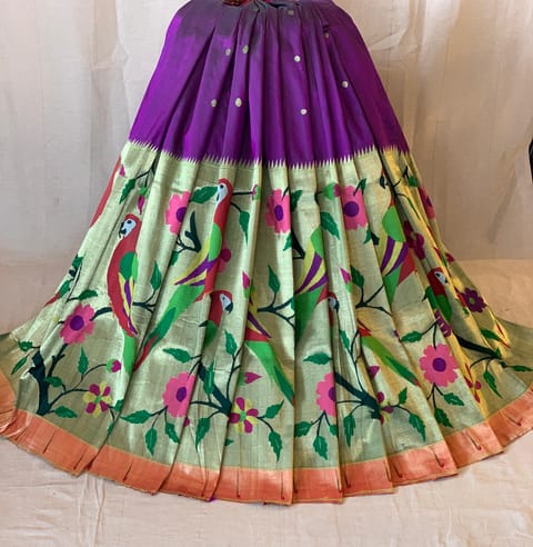 Violet Pure Paithani Lehenga