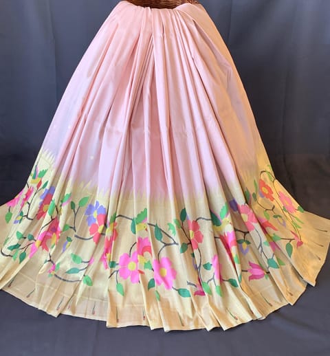 Pastel Pink Pure Paithani Lehenga