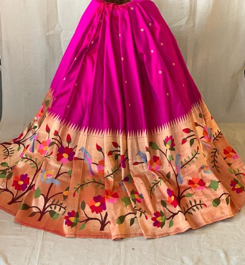 Dark Pink Pure Paithani Lehenga
