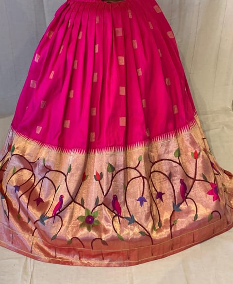 Dark Pink Pure Paithani Stitched Lehenga