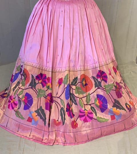 Baby Pink Pure Paithani Stitched Lehenga