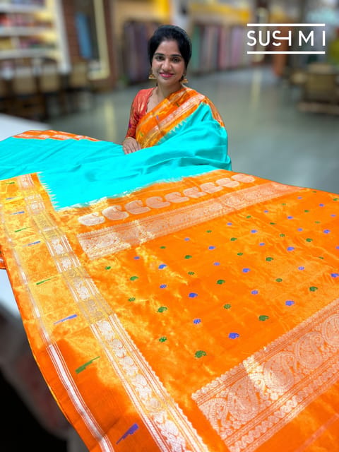 Seagreen Gadwal Paithani Saree : S62f181