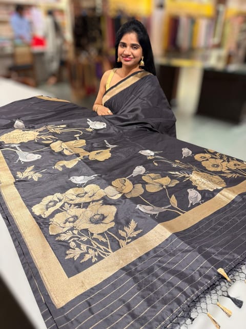 Black Ektara Banarasi Designer Silk Saree