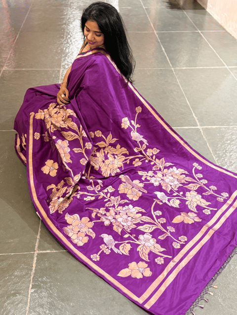 Magenta Designer Banarasi Silk Saree