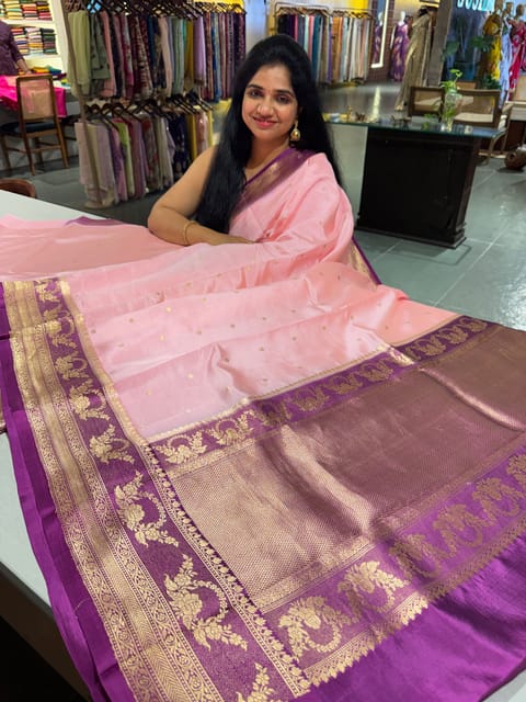 Pastel Pink Poona Silk Saree
