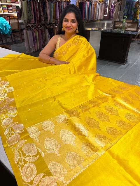 Yellow Poona Silk Saree