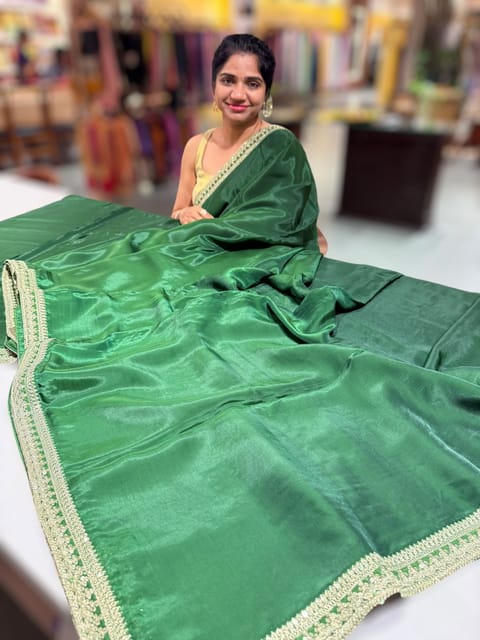 Forest Green Crepe Silk Saree