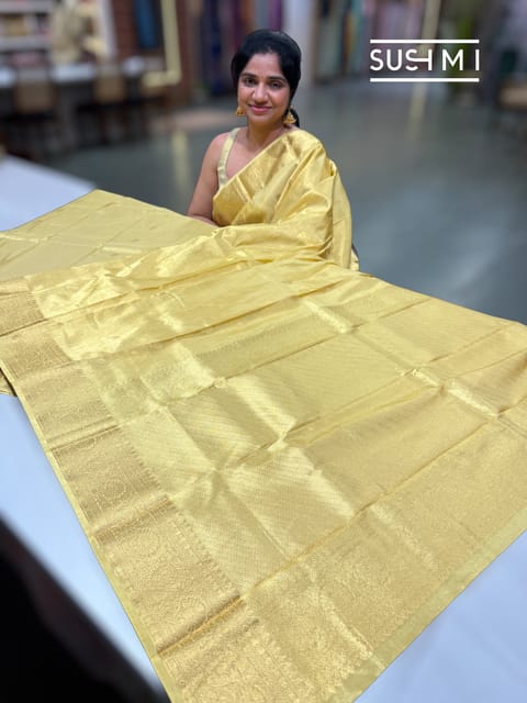 Light Gold Kanjeevaram Tissue Saree