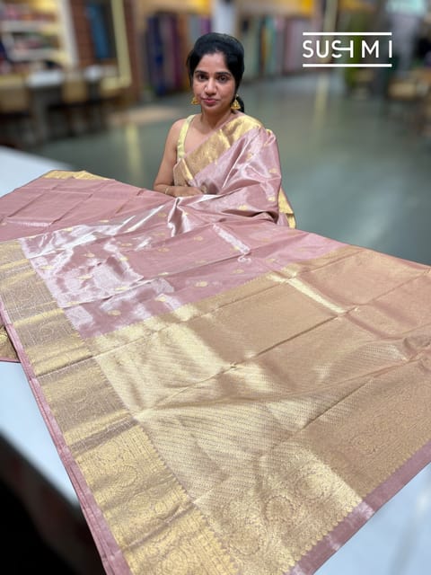 Onion Pink Kanjeevaram Tissue Saree