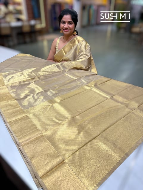 Antique Sage Green Kanjeevaram Tissue Saree