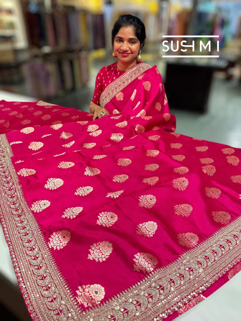 Pink Designer Banarasi Silk Saree