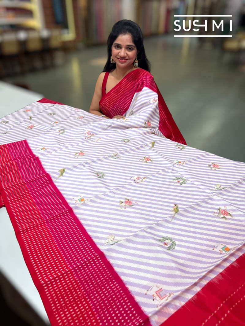 Designer Ikkath Printed Silk Saree