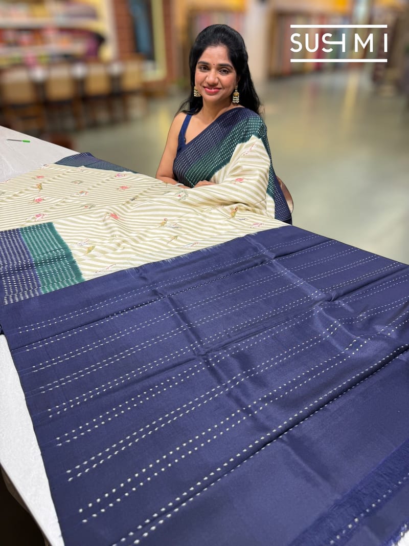 Designer Ikkath Printed Silk Saree
