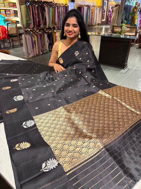 Black Poona Silk Saree
