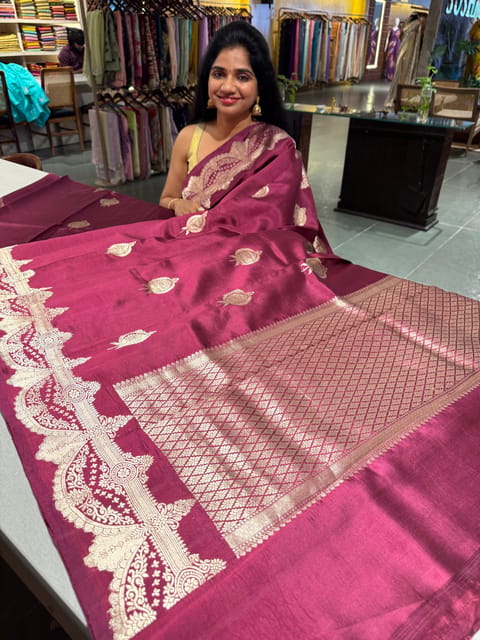 Wine Poona Silk Saree