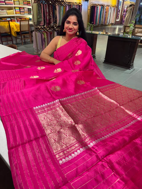 Rani Pink Poona Silk Saree