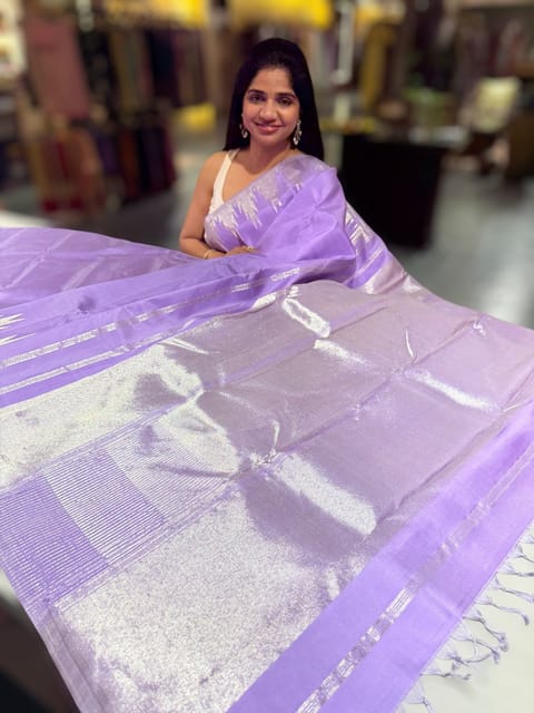 Lilac Vintage Kanjeevaram Saree with Temple Border