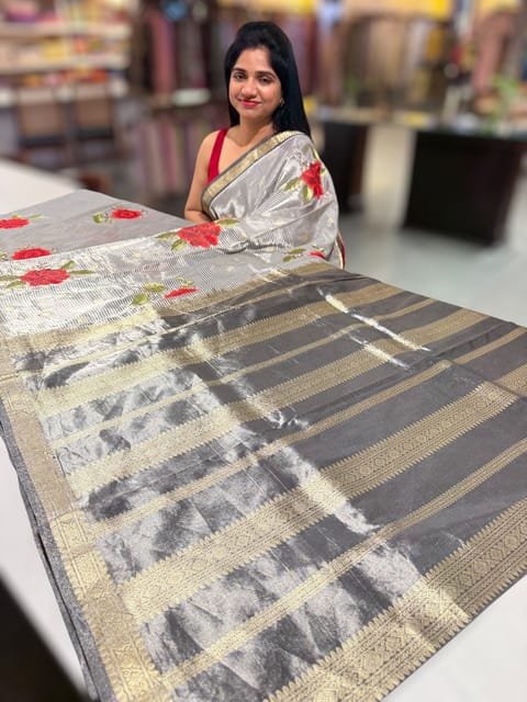 Banarasi Tissue Saree with Embroidery