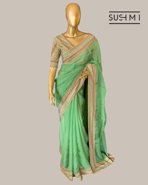 Mint Organza Saree