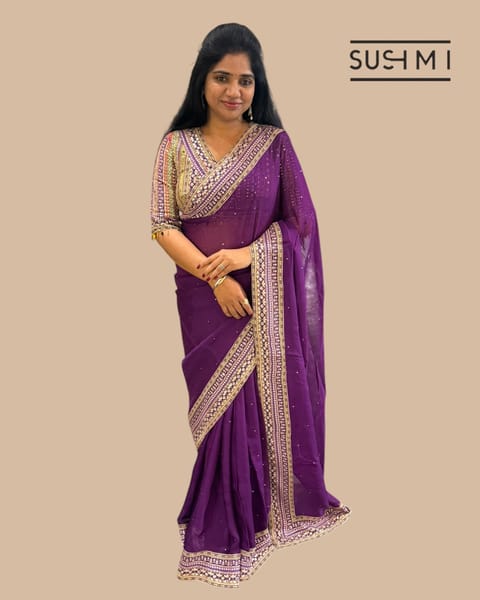 Purple Organza Saree